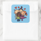 Leslie Patricelli Groep knuffel met vrienden Vierkante Sticker (Tas)