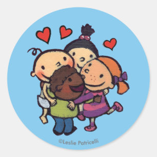Leslie Patricelli Group Hug met vrienden Ronde Sticker