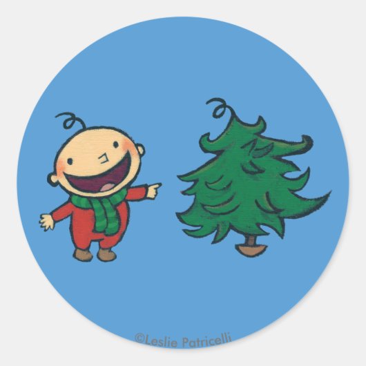 Leslie Patricelli's Baby kiest een kerstboom Ronde Sticker (Voorkant)
