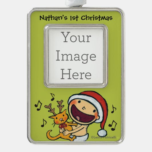 Leslie Patricelli's Fa La La Baby Verzilverd Omlijst Ornament (Voorkant)