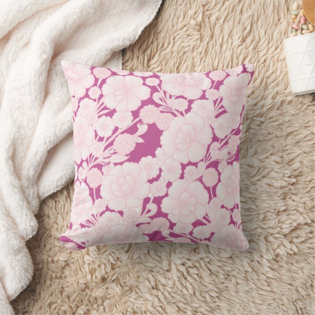 Leslie 💗 Pink Baroque Floral Kussen (Deken)