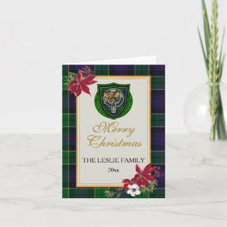 Leslie Schotse Clan Tartan & Crest Kaart