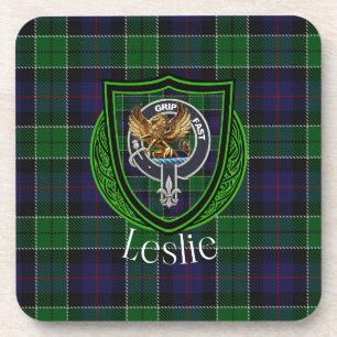 Leslie Schotse Clan Tartan & Wapen Bier Onderzetter