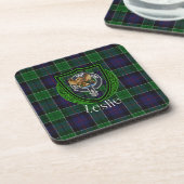 Leslie Scottish Clan Tartan & Crest Bier Onderzetter (Linkerzijde)