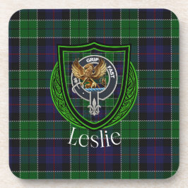 Leslie Scottish Clan Tartan & Crest Bier Onderzetter