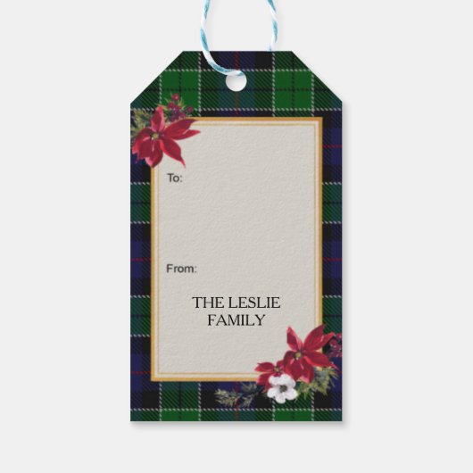 Leslie Scottish Clan Tartan & Crest Cadeaulabel (Achterkant)