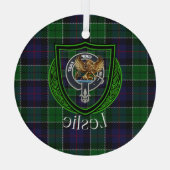 Leslie Scottish Clan Tartan & Crest Glas Ornament (Achterkant)