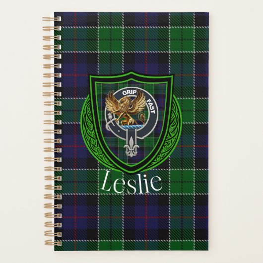 Leslie Scottish Clan Tartan & Crest Planner (Voorkant)