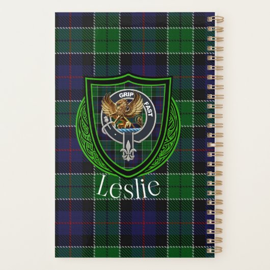 Leslie Scottish Clan Tartan & Crest Planner (Achterkant)