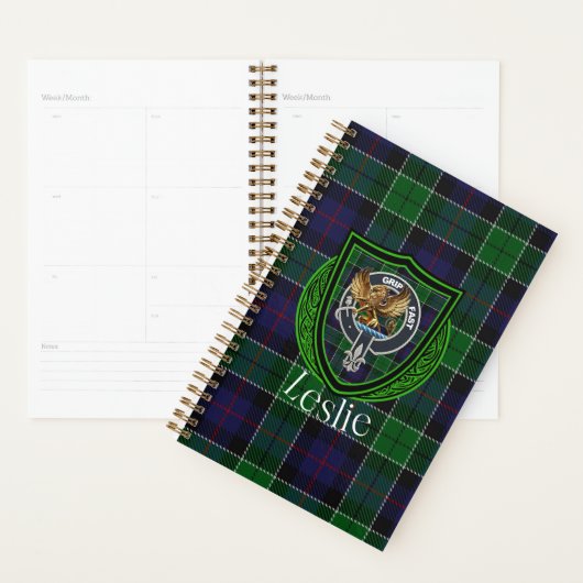 Leslie Scottish Clan Tartan & Crest Planner (Display)