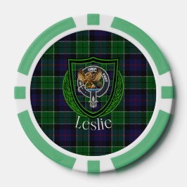 Leslie Scottish Clan Tartan & Crest Poker Chips