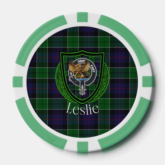 Leslie Scottish Clan Tartan & Crest Poker Chips (Voorkant)