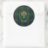 Leslie Scottish Clan Tartan & Crest Ronde Sticker (Tas)