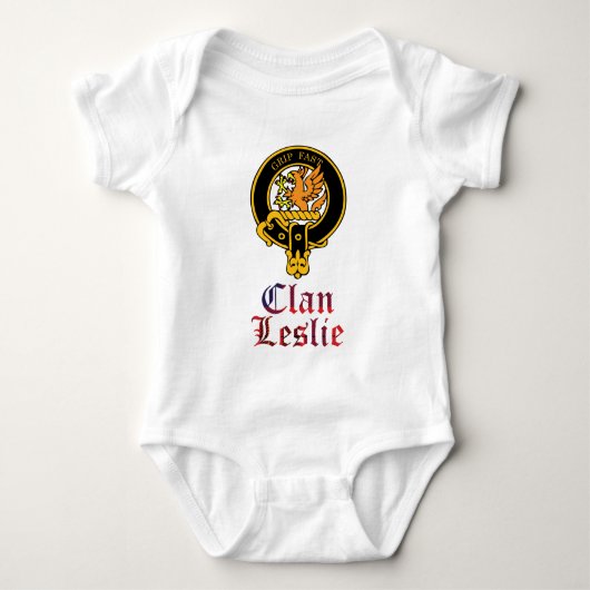 Leslie Scottish crest en tartan clan name Romper (Voorkant)