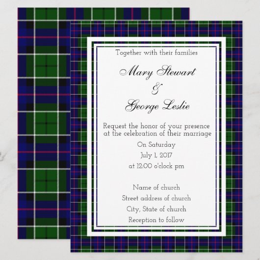 Leslie Scottish Wedding Invitation Kaart (Voorkant / Achterkant)