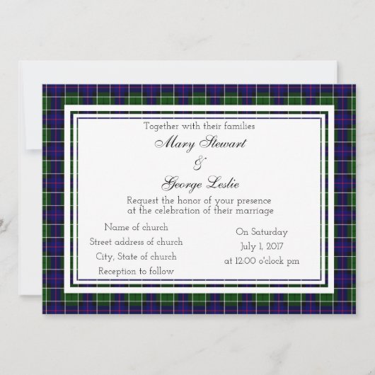 Leslie Scottish Wedding Invitation Kaart (Voorkant)