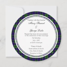 Leslie Scottish Wedding Round Invitation Kaart