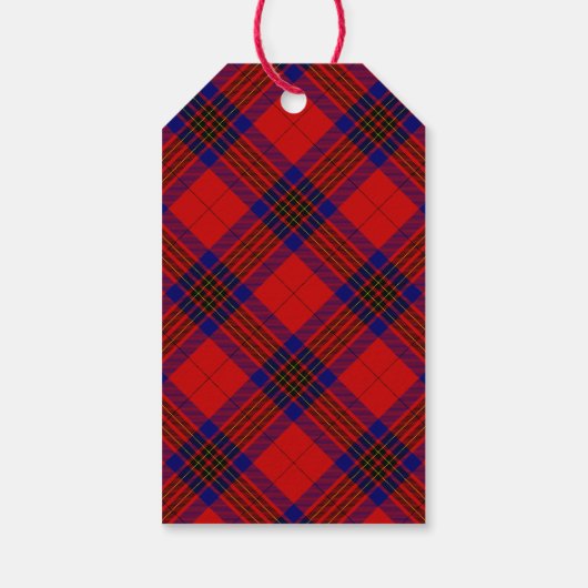 Leslie tartan red blue paars plaid cadeaulabel (Achterkant)