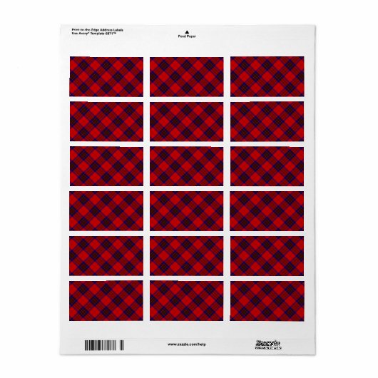 Leslie tartan red blue paars plaid etiket (Full Sheet)