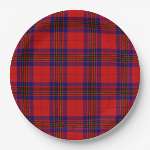 Leslie tartan red blue paars plaid papieren bordje
