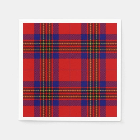 Leslie tartan red blue paars plaid servetten (Voorkant)