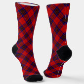 Leslie tartan red blue paars plaid sokken (Gebogen)