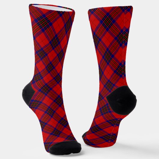 Leslie tartan red blue paars plaid sokken (Gebogen)