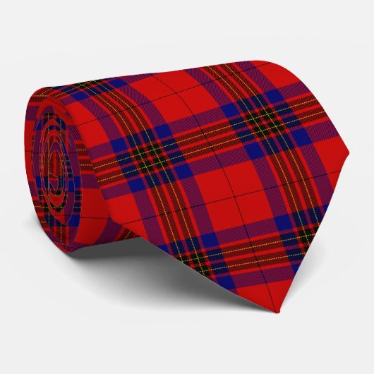 Leslie tartan red blue paars plaid stropdas (Opgerold)