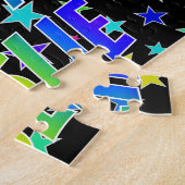 "LESLIE" Voornaam, geun "HAPPY BIRTHDAY" Legpuzzel (Zijkant)