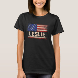 Leslie Voornaam Shirt Leslie Naam American Flag