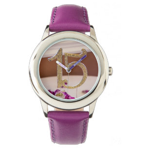 Leslie's Quinceanera RVS Paarse horloge
