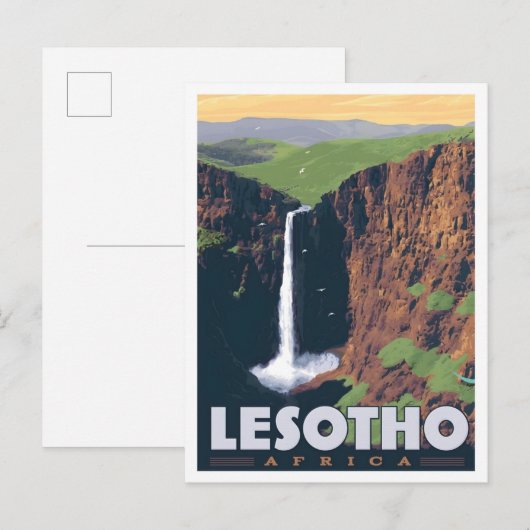 Lesotho Afrika Vintage Reizen Briefkaart (Voorkant / Achterkant)