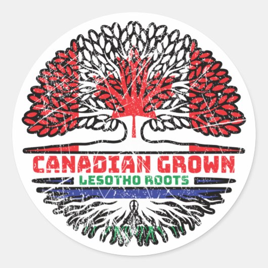 Lesotho Canadian Canada Tree Roots Flag Ronde Sticker (Voorkant)