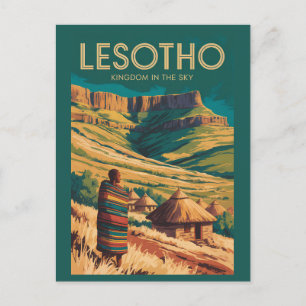 Lesotho Drakensberg Illustratie Reis Kunst Retro Briefkaart