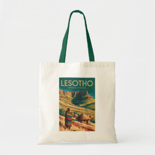 Lesotho Drakensberg Illustratie Reis Kunst Retro Tote Bag