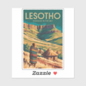 Lesotho Drakensberg Illustration Travel Art Retro Sticker (Vel)