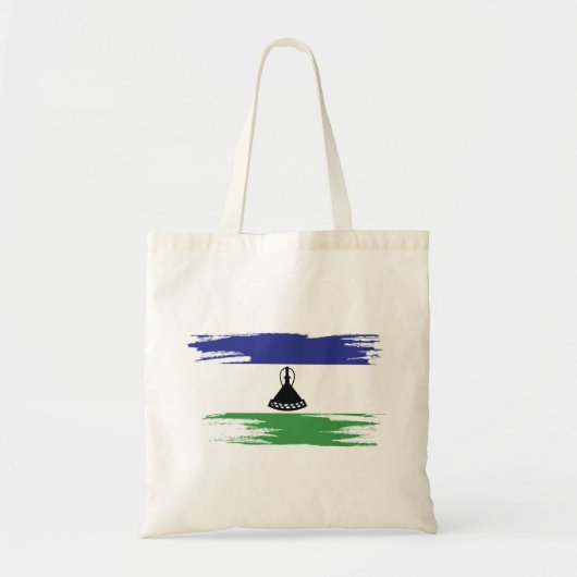 Lesotho Flag Brush Art Tote Bag (Voorkant)