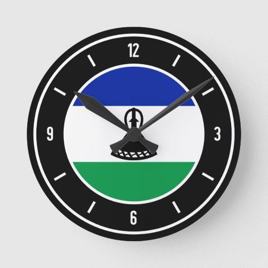 Lesotho Flag Elegant Ronde Klok (Voorkant)