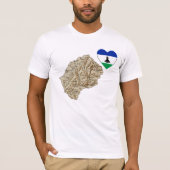 Lesotho Flag Heart en Map T-Shirt (Voorkant)
