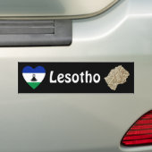 Lesotho Flag Heart + Map Bumpersticker (Op auto)