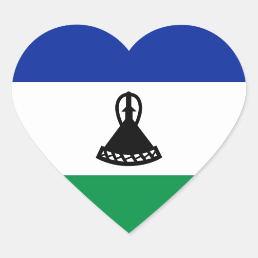 Lesotho Flag Heart Sticker (Voorkant)