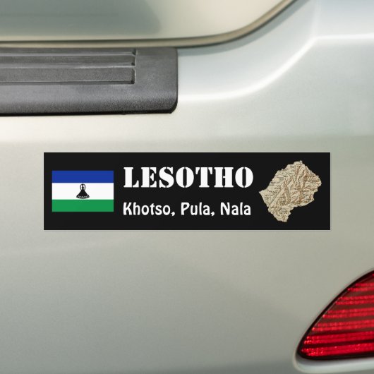 Lesotho Flag + Map Bumpersticker (Op auto)