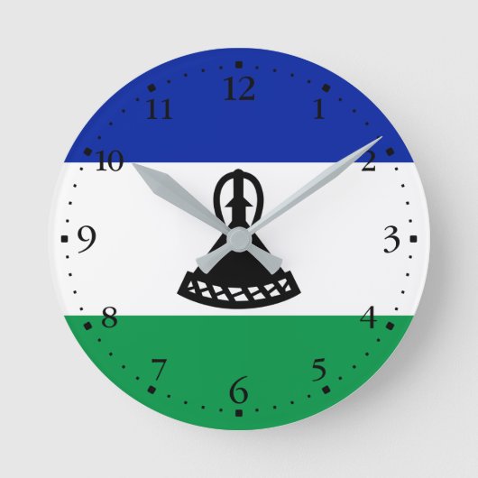 Lesotho Flag Ronde Klok (Voorkant)
