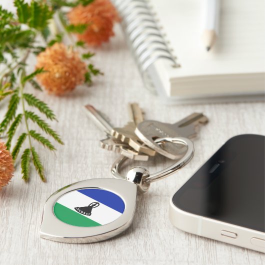 Lesotho Flag Sleutelhanger (Zijkant)