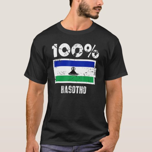 Lesotho Flag Support 100 Basotho Battery Power T-shirt (Voorkant)
