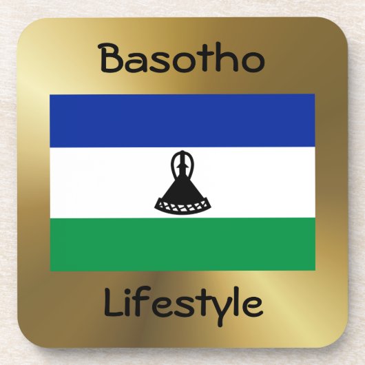 Lesotho Flag+Text Onderzetter (Voorkant)