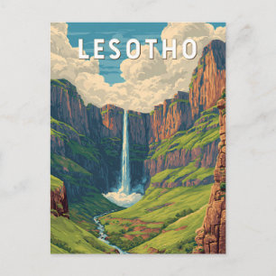 Lesotho Illustratie Reis Kunst Vintage Briefkaart
