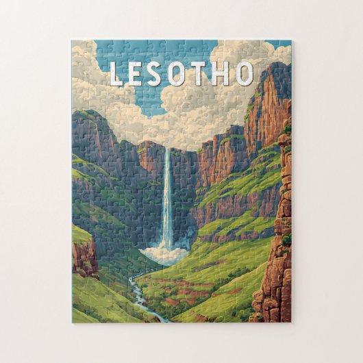 Lesotho Illustratie Reis Kunst Vintage Legpuzzel (Verticaal)