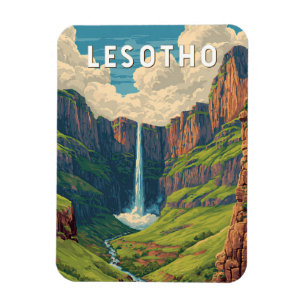 Lesotho Illustratie Reis Kunst Vintage Magneet