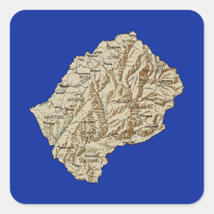Lesotho Kaart Sticker